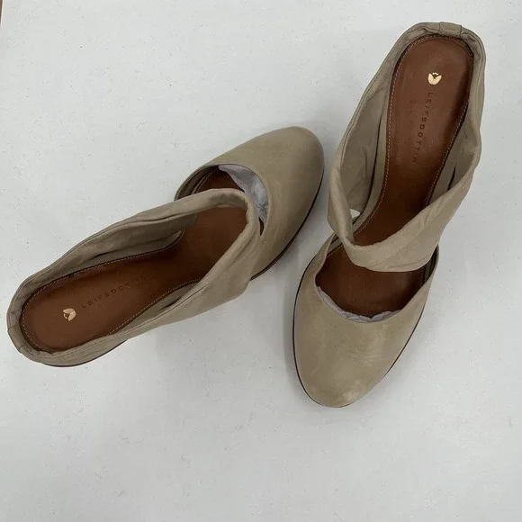 Anthropologie Leifsdottir Jenni Taupe Italian Leather Heels Size 41 EUR 10.5 US - Picture 2 of 13